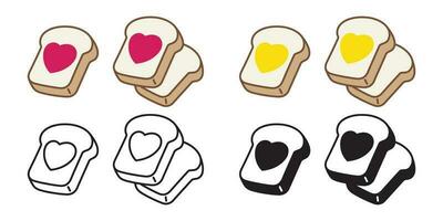un pan vector corazón mermelada enamorado comida panadería hornear dibujos animados personaje ilustración