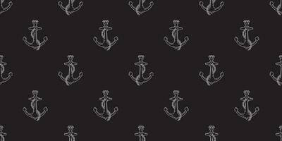 Anchor Seamless Pattern vector boat scarf isolated helm diamond gem nautical maritime tropical tile background repeat wallpaper black