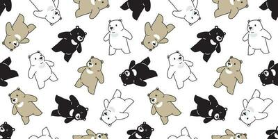 Bear seamless pattern vector polar bear scarf isolated cartoon repeat wallpaper tile background doodle illustration
