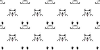 Dog seamless pattern french bulldog vector scarf isolated cartoon repeat tile wallpaper background illustration white