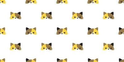 cat seamless pattern vector calico head black kitten scarf isolated repeat wallpaper cartoon tile background illustration