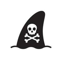 Shark fin vector icon logo pirate skull crossbones dolphin symbol illustration