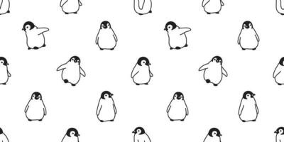 penguin Seamless pattern vector cartoon bird fish salmon tile background repeat wallpaper scarf isolated illustration