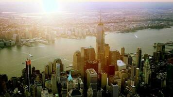 Cinematic aerial shot of real estate residential city buildings blocks video