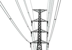 Vector illustration of high voltage pylons on white background