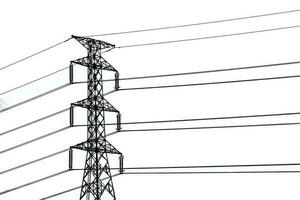 Vector illustration of high voltage pylons on white background