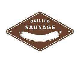 Grilled sausage logo badge design vector
