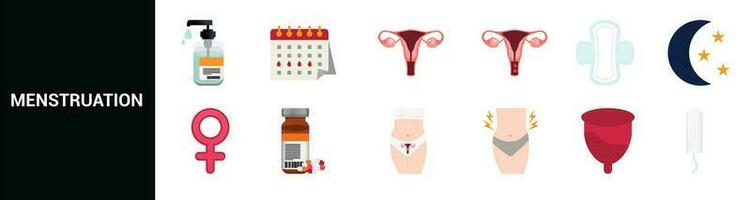 Vector set of icons menstruation