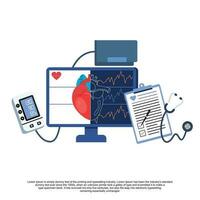 Heart disease screening and diagnostic concept vector