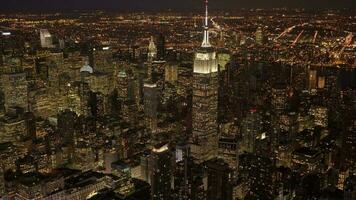 Aerial view of new york city urban metropolis skyline buildings video