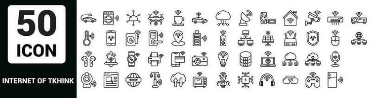 Vector internet of think Line Outline Icon Set