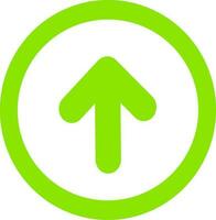 Arrow Up vector icon. This rounded flat symbol is drawn with green eco on a white background. Replaceable vector design.
