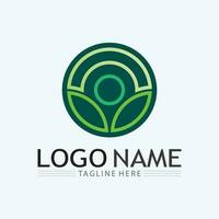 Logos of green Tree leaf ecology vector