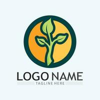 Logos of green Tree leaf ecology vector