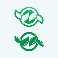 Logos of green Tree leaf ecology vector