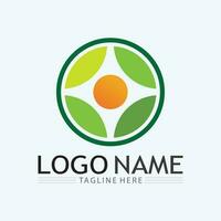 Logos of green Tree leaf ecology vector