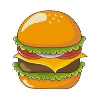 beef burger with chesee illustration vector