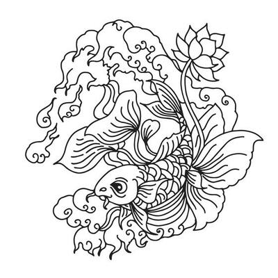 Design Koi Gold Fish Illustration Silhouette Outline