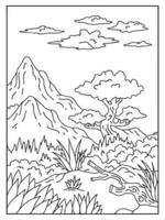 Design Nature Landscape Outline Coloring Page vector