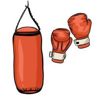 Cartoon red boxing glove icon, front and back. Isolated vector illustration