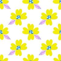 Bright abstract trendy flowers on a white background seamless pattern.Endless botanical decoration. vector