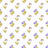 Seamless botanical ornament. Flowers and berries pattern on a white background. vector