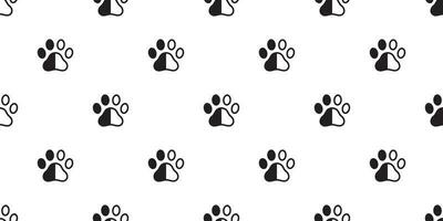 Dog Paw seamless pattern vector footprint scarf isolated cartoon cat repeat wallpaper tile background black white
