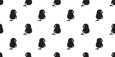 penguin Seamless pattern vector fish salmon bird cartoon scarf isolated tile background repeat wallpaper illustration doodle