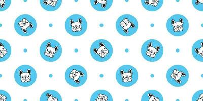 Dog seamless pattern french bulldog vector polka dot scarf isolated cartoon repeat wallpaper tile background blue