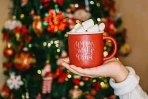 Navidad golosinas en el taza. dulces y caramelos antecedentes foto