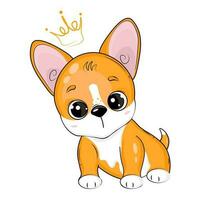 illustration of a cute puppy with a crown vector