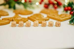 Christmas holiday background. Christmas cookies photo