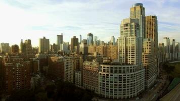 Aerial view of new york city urban metropolis skyline buildings video