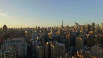 Aerial view of new york city urban metropolis skyline buildings video