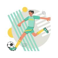 Football. Football soccer player man in action isolated white background. The player is running. Vector flat illustration