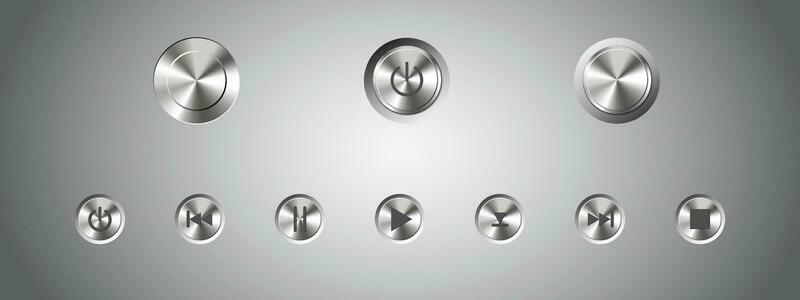 Round holographic buttons, for website, editable vector illustration.