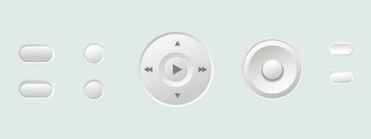 Round buttons, white and gray, for website, editable vector illustration.