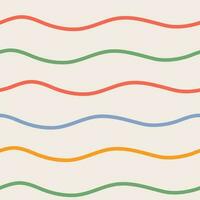 Distorted Groovy Multicolor Horizontal Lines Seamless Pattern. Retro Style for Print on Textile, Wrapping Paper. Vector Pastel Background