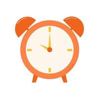 Red cartoon alarm clock. Wake-up time. Isolated on white background. Vector illustration