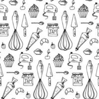 Seamless vector pattern with kitchen theme.  Kitchen utensils for cooking.