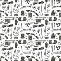 Seamless vector pattern with a handmade theme.  Knitting and embroidery objects.