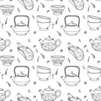 Seamless vector pattern with a tea party theme.  Japanese tea ceremony devices.