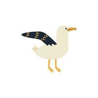 seagull hand drawn in flat style. vector illustration