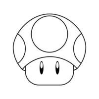 mushroom from super mario flat vector illustration. Outline coloring mushroom from video game