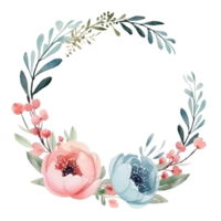 Watercolor floral frame.  Illustration AI Generative png