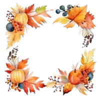 Watercolor Autumn frame. Illustration AI Generative png