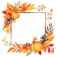 Watercolor Autumn frame. Illustration AI Generative png