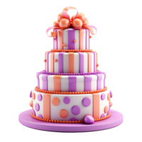 3D Cake Isolated. Illustration AI Generative png