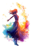 Watercolor beautiful dancer girl. Illustration AI Generative png