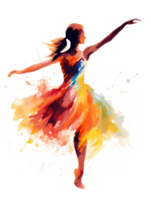 Watercolor beautiful dancer girl. Illustration AI Generative png